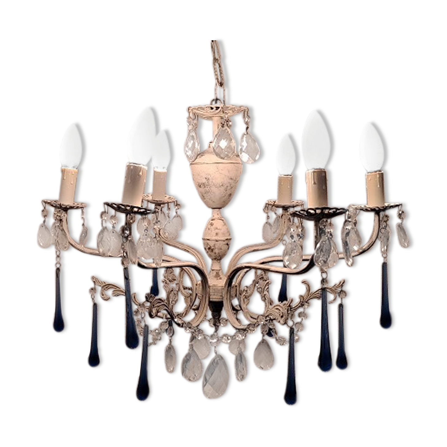 Vintage Italian Chandelier Murano Electric Blue