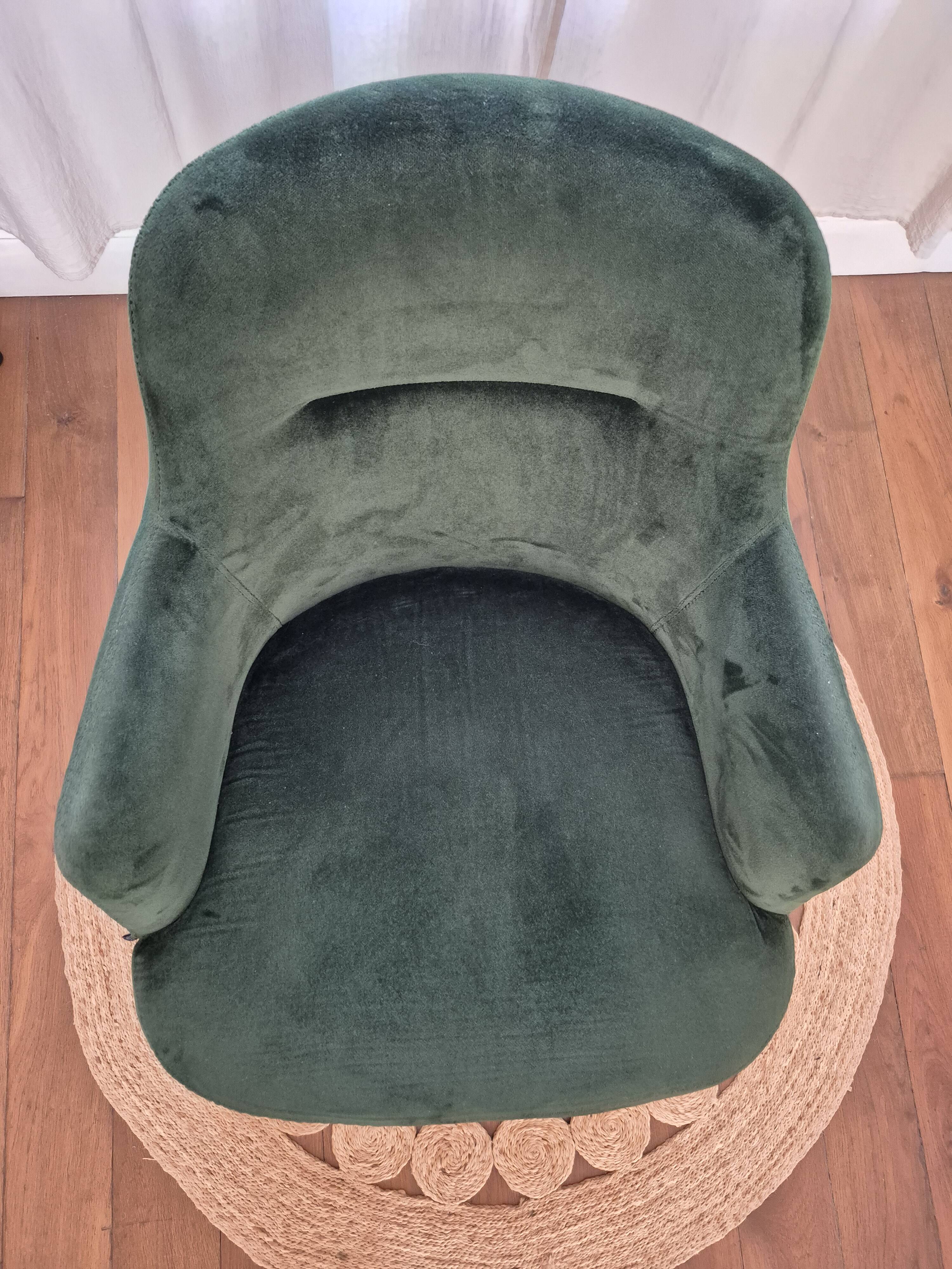 Fauteuil design italien torre 1961 – modèle da vinci 02 – velours vert