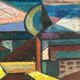 Large oil on panel by Josef Gustafsson, Cubist Landscape, Signed