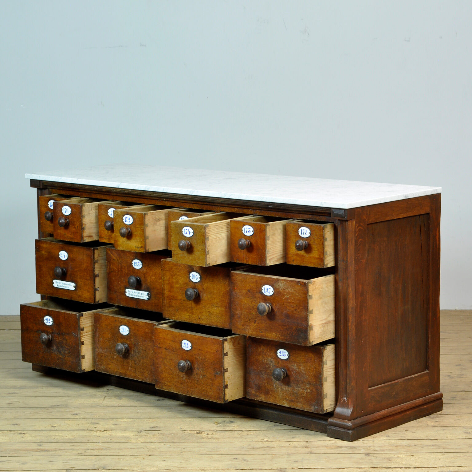 Apothecary Chest Of Drawers With Marble Top, 1930s