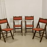 Set of 4 art deco folding chairs in cedar wood from the 1950s,