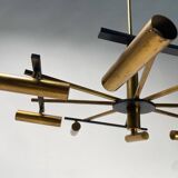 Mid-Century Ceiling Light in Brass & Metal from Stilnovo, Italy, 1950s