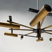 Mid-Century Ceiling Light in Brass & Metal from Stilnovo, Italy, 1950s