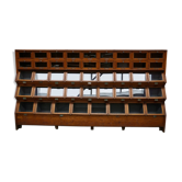 Very large Dutch oak showcase for grocery or haberdashery, 1920s-1930s