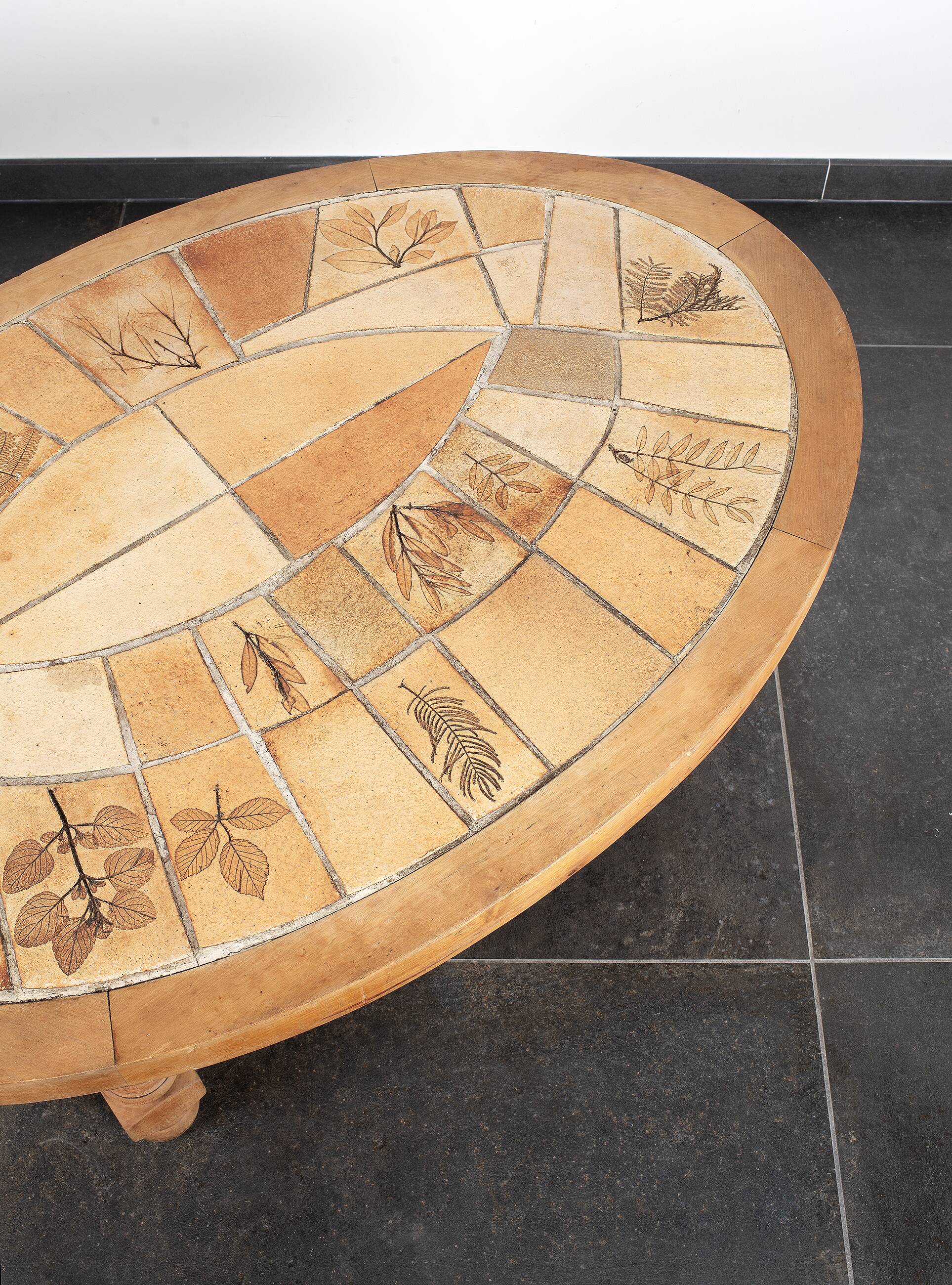 Vallauris wooden and ceramic coffee table