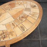 Vallauris wooden and ceramic coffee table