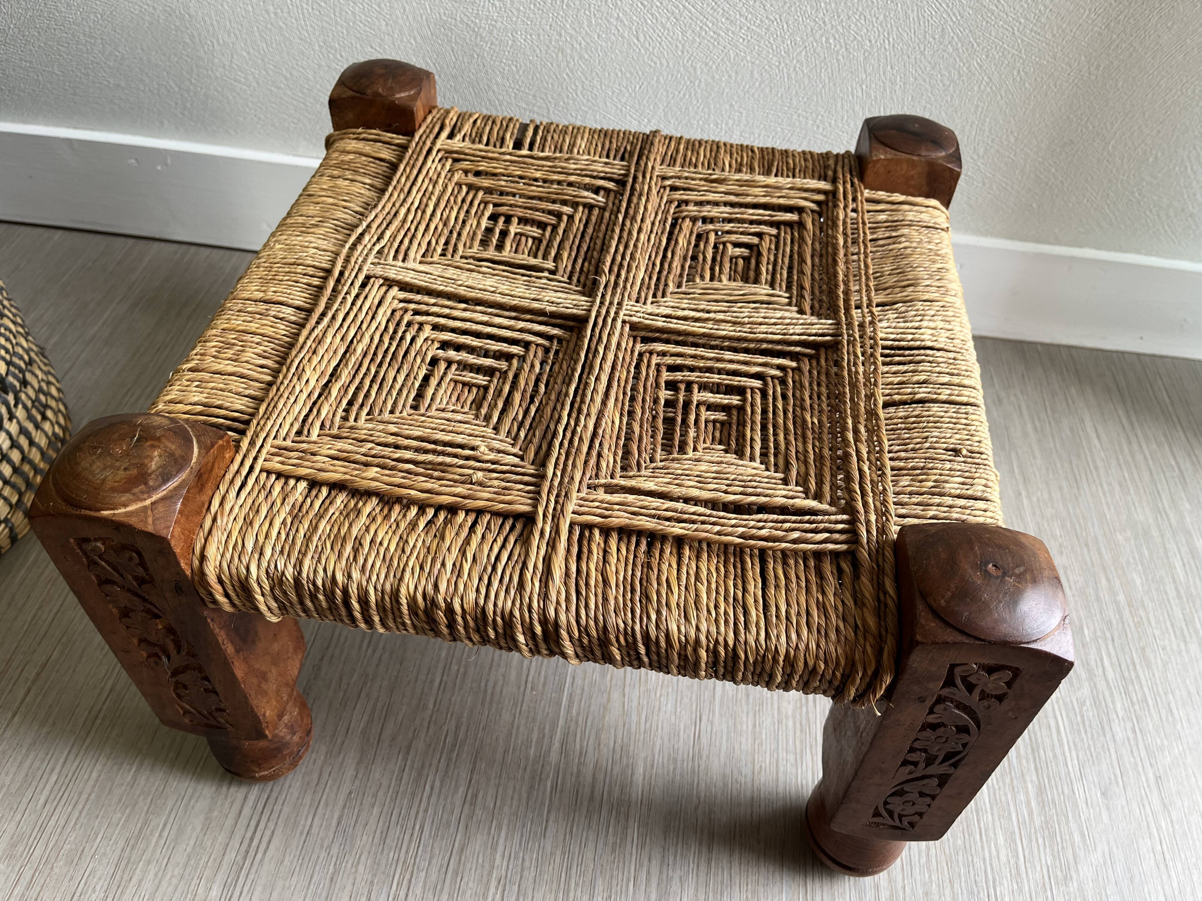 Charpoy stool wood and rope
