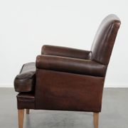 Beautiful Characterful Sheep Leather Armchair with a Deep Colour