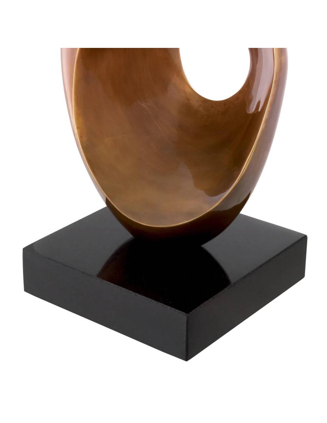 Pair of table lamps in patinated brass and black granite base.