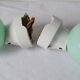 Duo of wall lamps in porcelain and green opaline