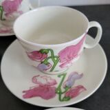 3 tasses et 5 sous-tasses vintage Richard Ginori motif sweet pea en ex