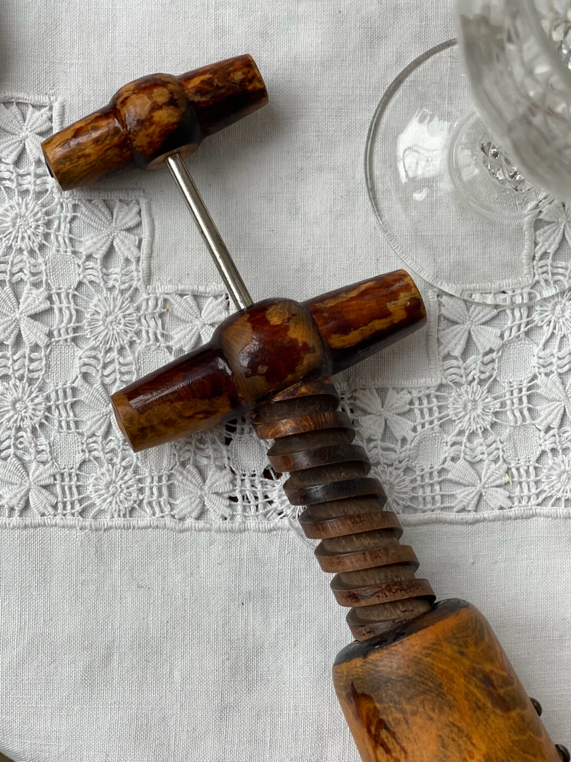 Old wooden corkscrew