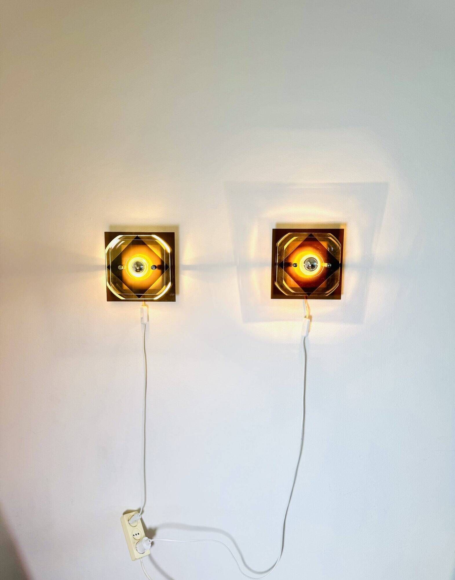 Geometric Space Age Wall Lamps In Layered Plexiglass By Herda Verlichting, The Netherlands 1970S