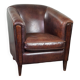 Fauteuil club en cuir de mouton foncé, design épuré