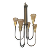 Vintage brass and rigitulle chandelier 6 lights