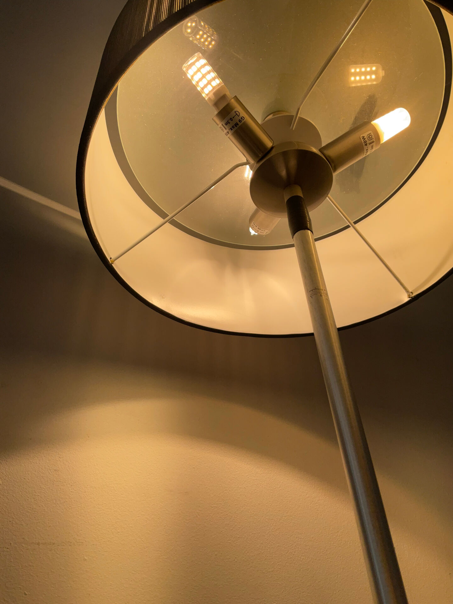 Brushed aluminium and glass design lamp