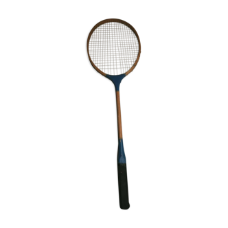 Raquette de badminton en bois flash bleu vintage
