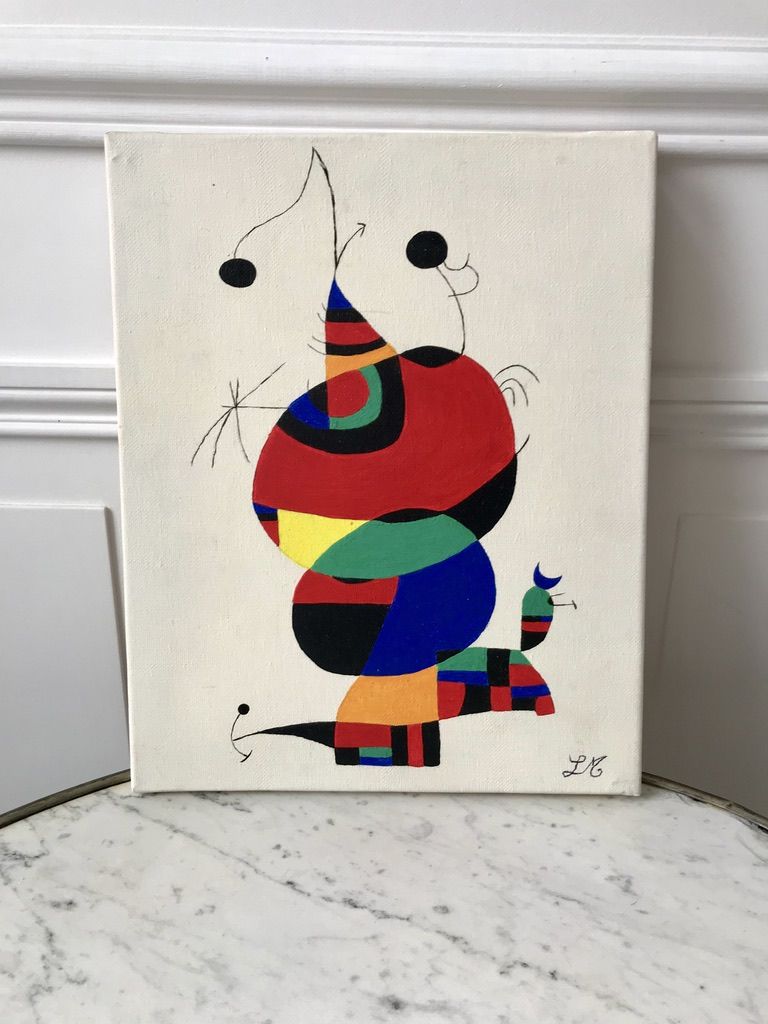 Oil painting on canvas surrealist woman, bird, star