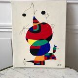 Tableau huile sur toile surréaliste Femme, oiseau, étoile