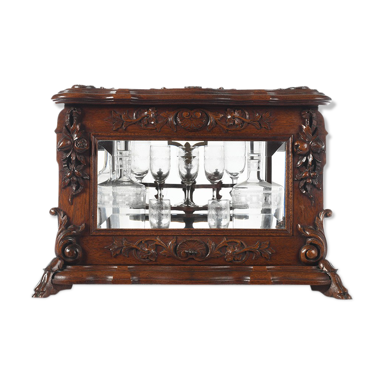 Carved wooden liquor cellar