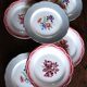 6 flat plates Digoin Sarregemines Marsac red with gold flowers