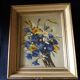 Tableau ancien à l'huile représentant un bouquet de fleurs