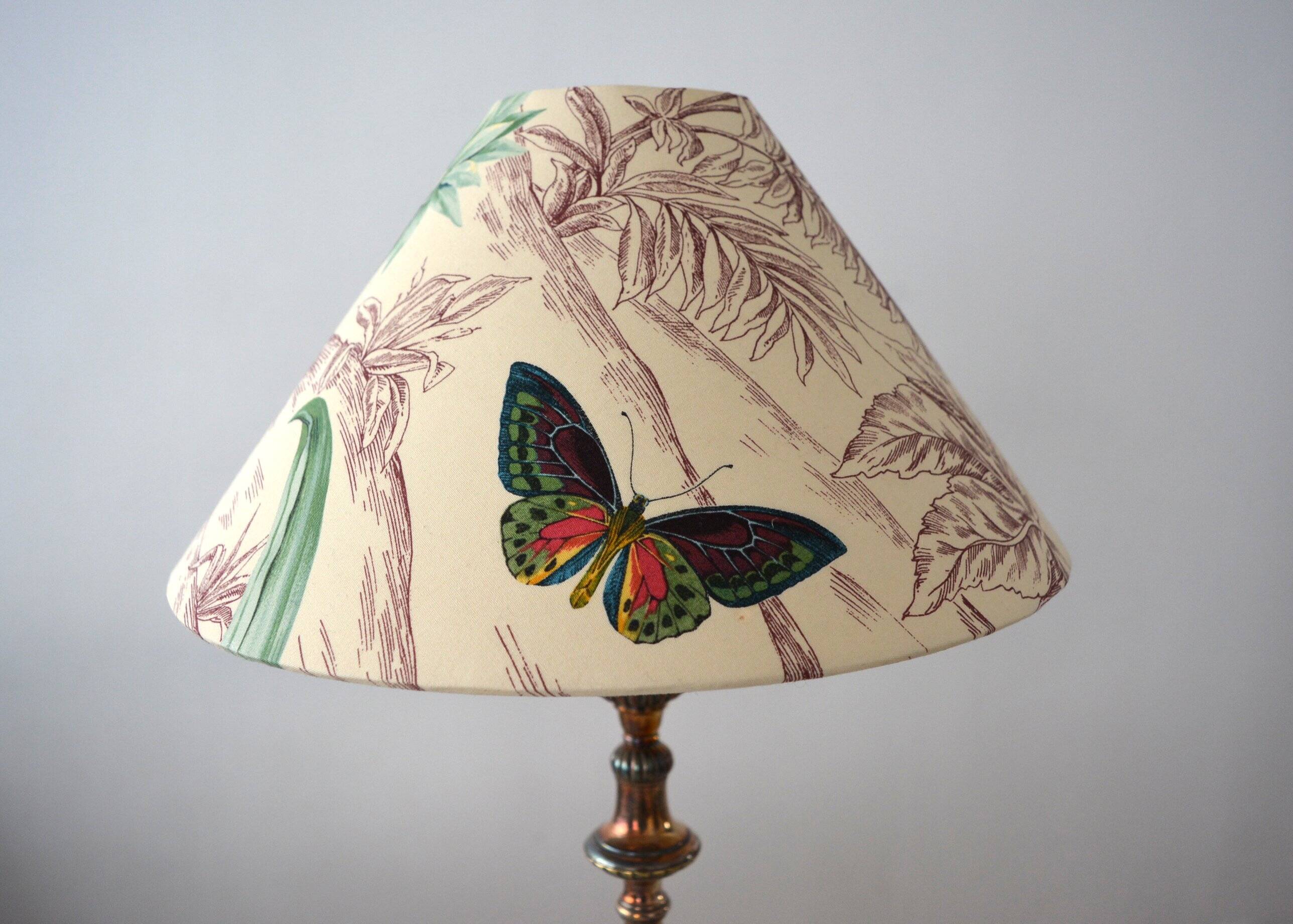 Abat-jour, tussu toile de Jouy vintage,  botanique