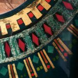 Green and gold laque mirror signed Clémence