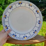 Plat de service Sarreguemines Ribeauville Ocre et bleu