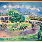 Oil on canvas "The Hippodrome" signed Catherine Garros