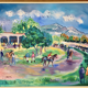 Huile sur toile "L'hippodrome" signée Catherine Garros