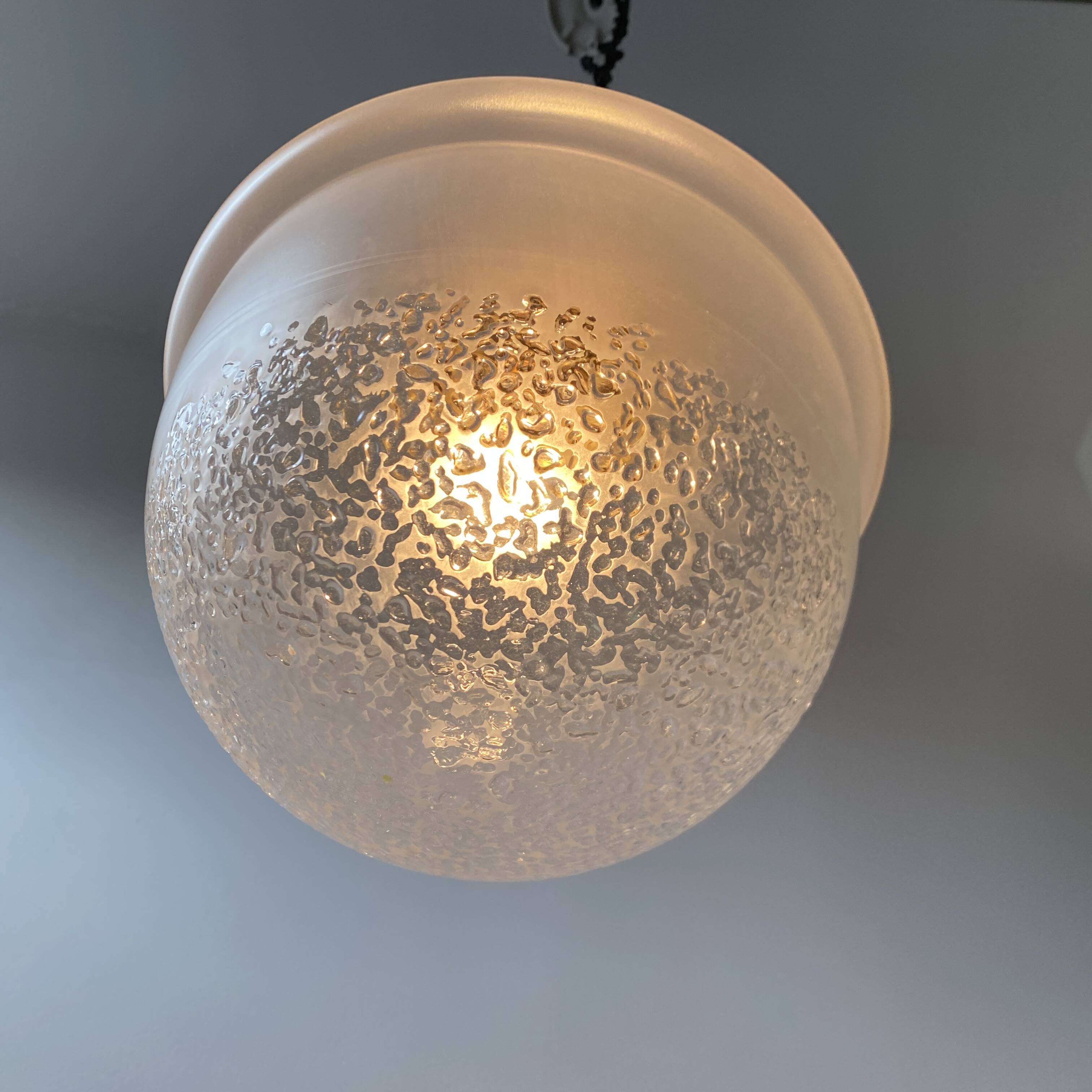 OLD VINTAGE ART-DECO XL HALF-SPHERE SUSPENSION LAMP