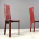 Vintage Italian red leather high-back dining chairs, set of 6, 1980s.
