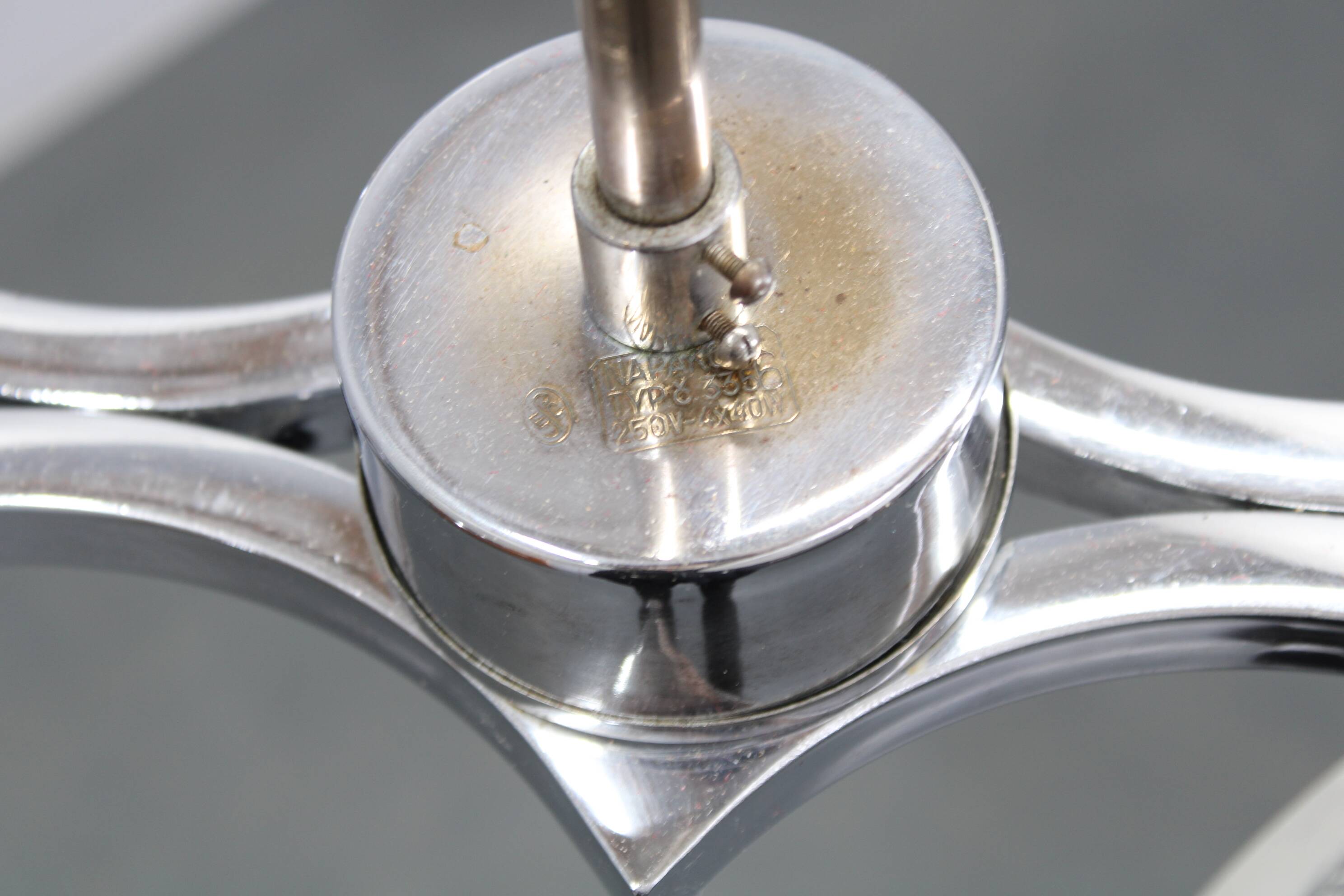 1950s Chrome and Glass Chandelier by Napako, Czechoslovakia