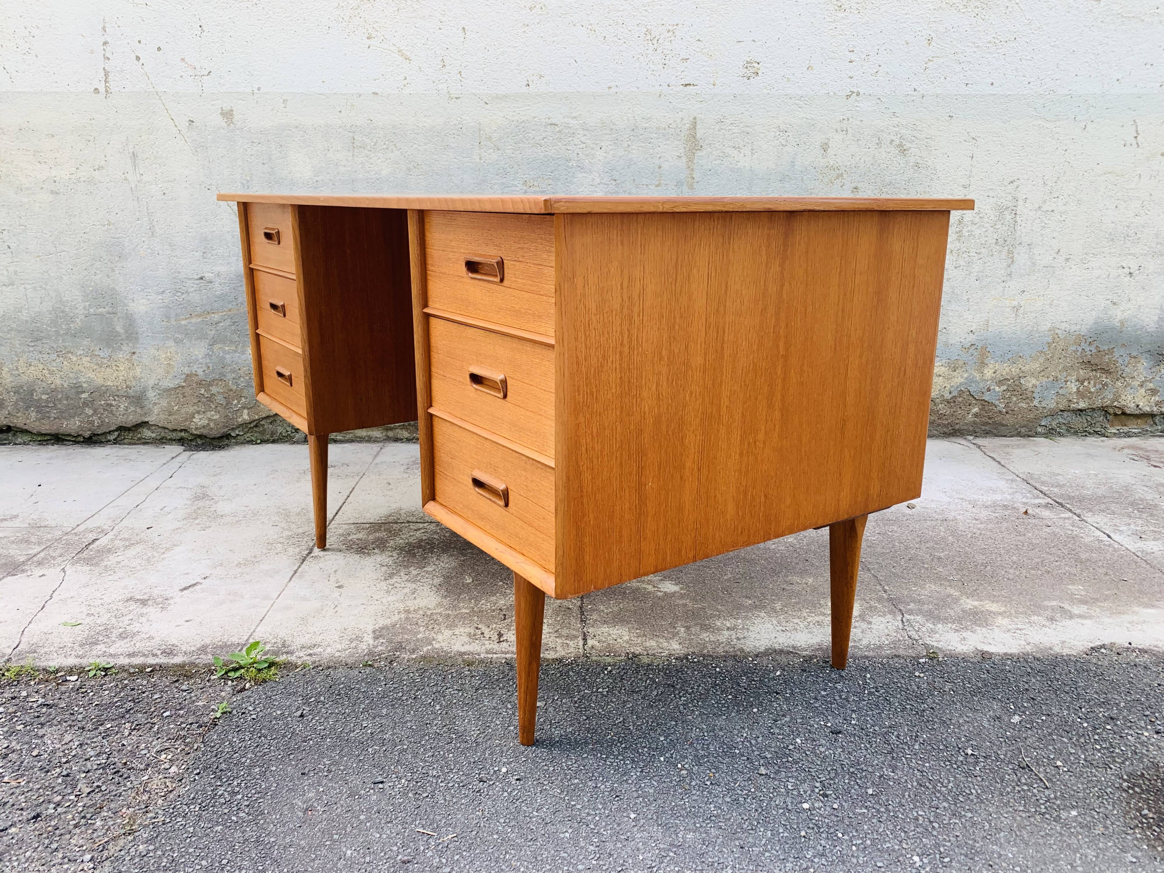Scandinavian double-sided teak office 60s