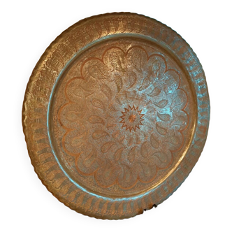 Oriental silver-plated copper tray