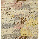 Handwoven Turkish Rustic 195 cm x 294 cm Beige Wool Carpet