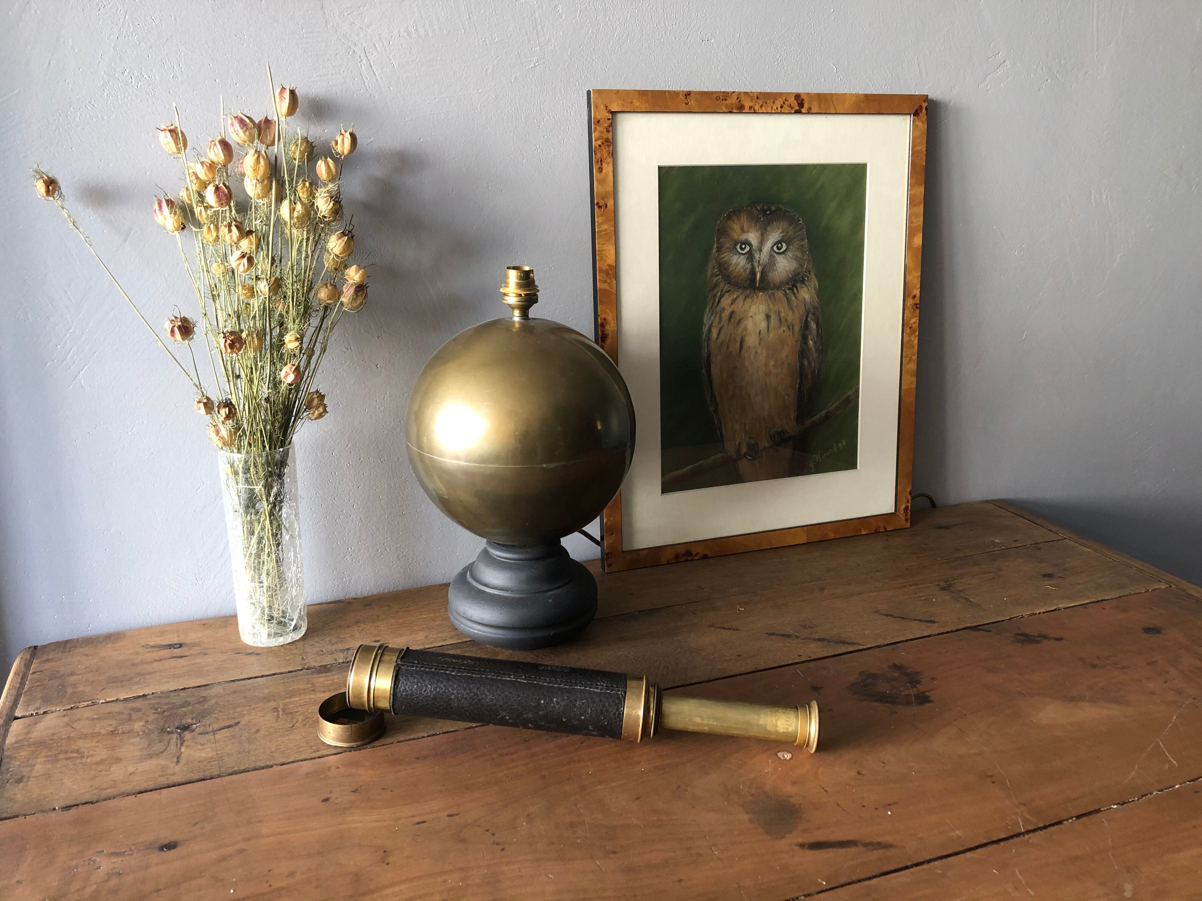Brass and wood lamp foot