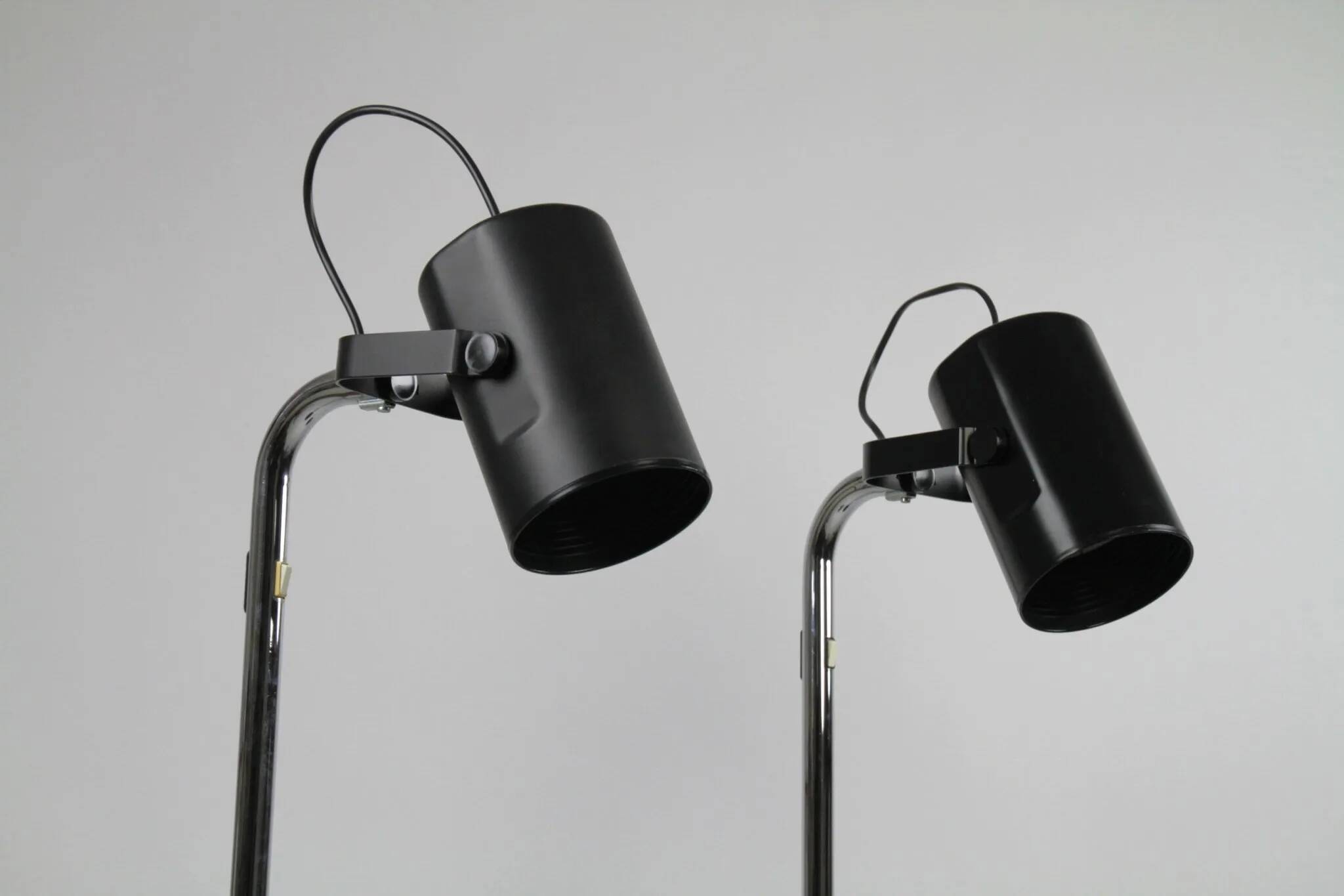 Pair of Black and Chrome “Orion” Floor Lamps by Per Sundstedt for Ateljé Lyktan, Sweden, 1960s