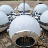 Suspension chrome, 8 spots "eye balls", space age, white