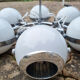Suspension chrome, 8 spots "eye balls", space age, white