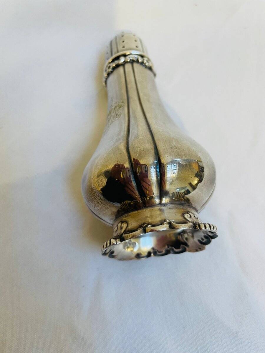 Floral sterling silver salt shaker by Tiffany & Co., 1950s