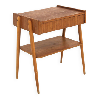 Table de chevet scandinave en teck, AB Carlströms & Co Möbelfabrik, Suède, 1960