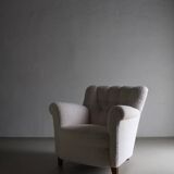White faux shearling lounge chair | Sweden | 1940s