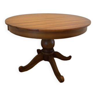 Table avec pied central en noyer massif