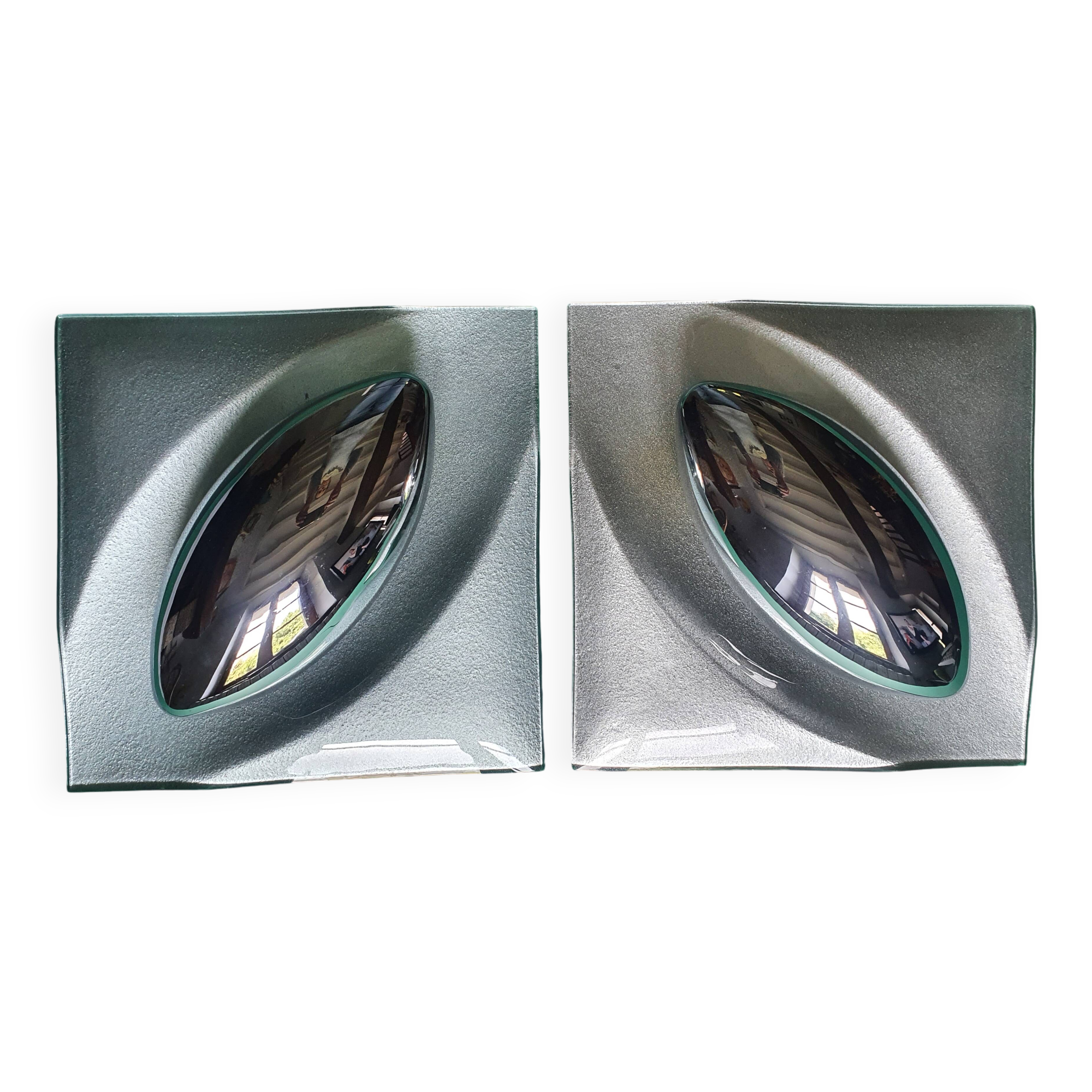 Pair of futuristic UFO wall lights