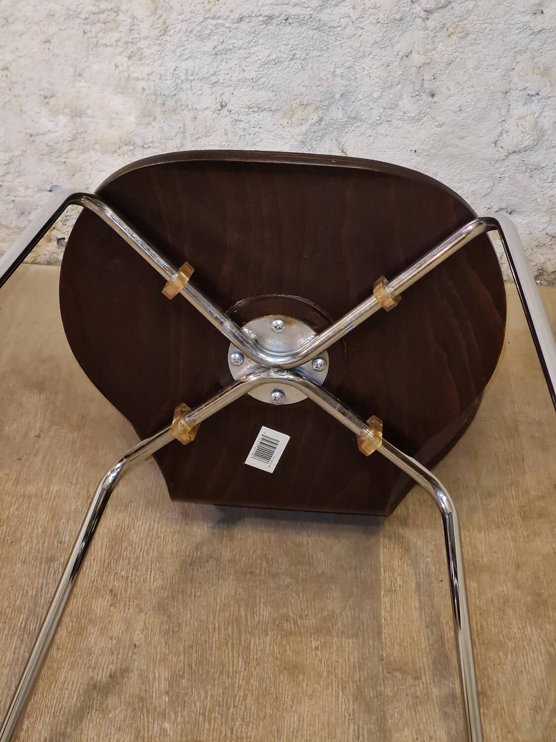 Set of stackable wooden chairs