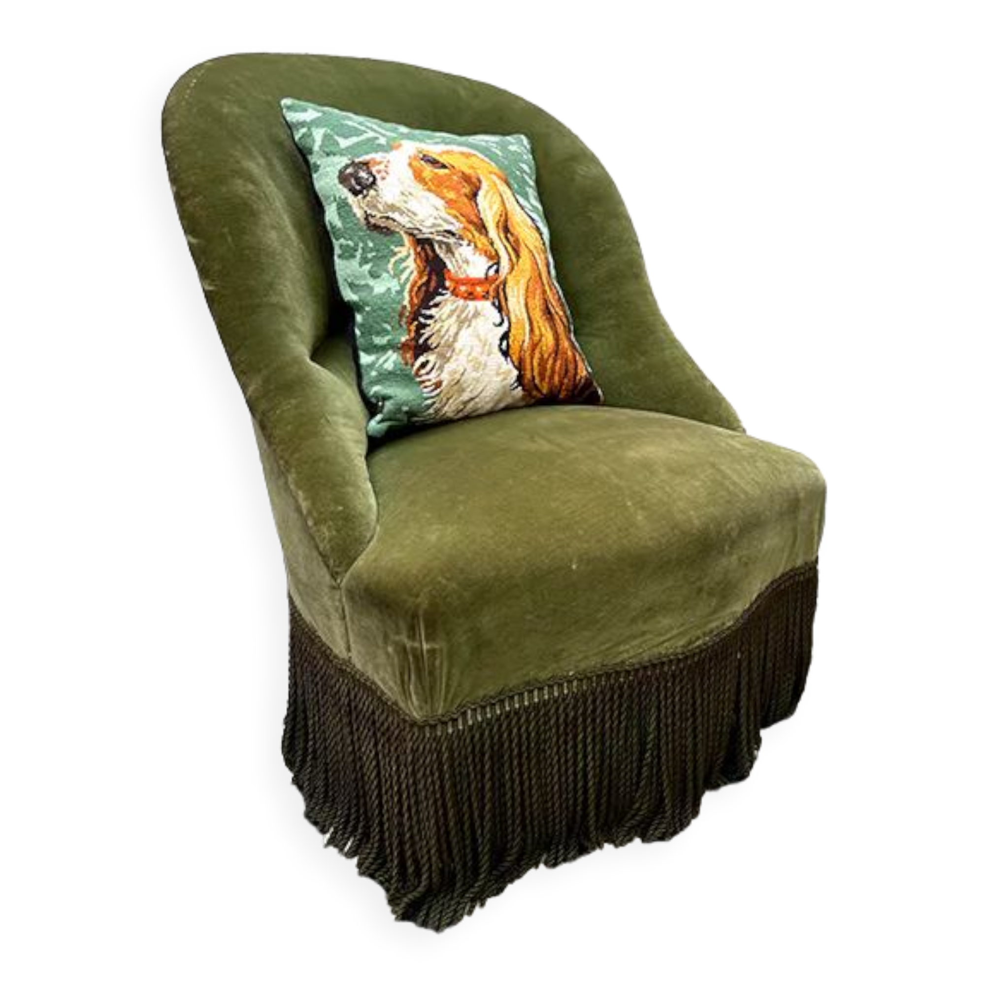 Olive green toad armchair