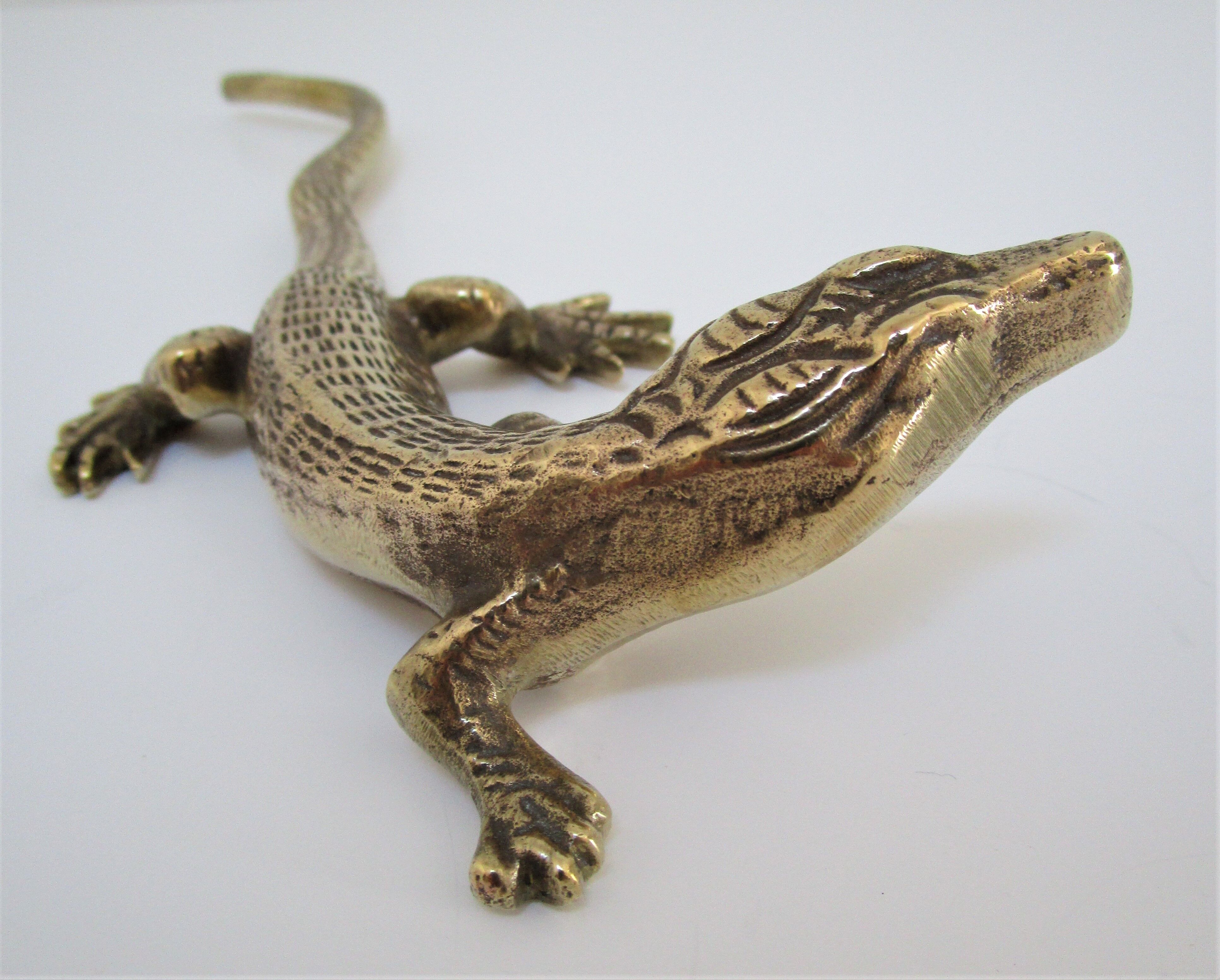 solid brass lizard gilded bronze 70s
