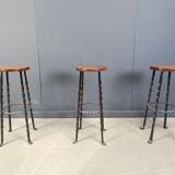 Vintage french wrought iron bar stools, 1960s - set of 3